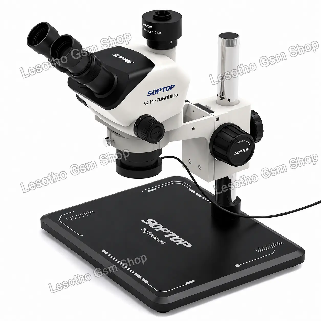 SZM-7060Ultra Soptop SZM-7060 Ultra 7-60X Adjustable Zoom Trinocular Microscope With Base - Image 1