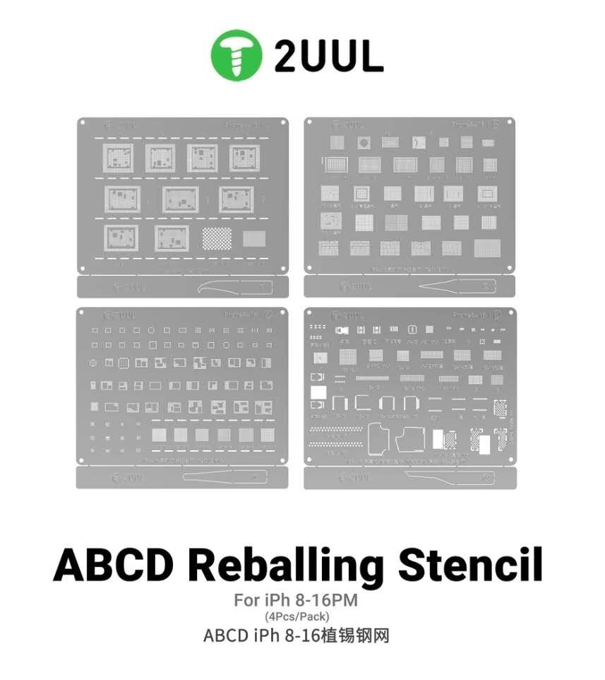 Image_20260110090154_452_2 2UUL BG01 ABCD Reballing Stencil for iPh 8-16PM (4pcs/pack - Image 1